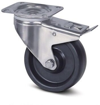 TENTE Temperaturbeständige Rolle -40 °C bis +280 °C, drehbar mit Bremse, 80 mm