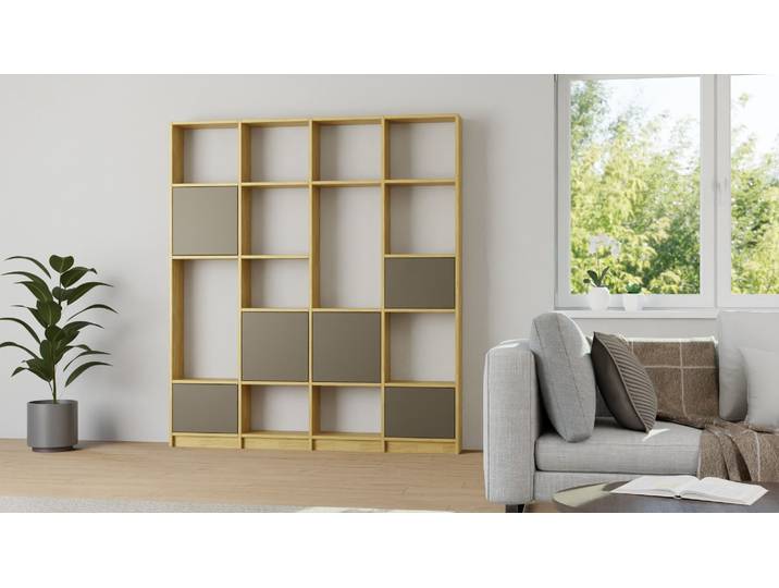 Moderne Bücherwand nach Maß Eiche Natur geölt