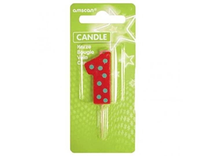 Amscan Nummer 1 Dots Plus Stripes Kaars Feestaccessoire