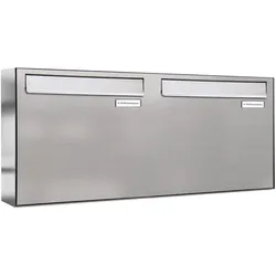 AL Briefkastensysteme 2 Fächer Premium Edelstahl Durchwurf Briefkasten Anlage für Post A4, modern, robust, wetterfest, Artikelnummer: 331V2DZ2