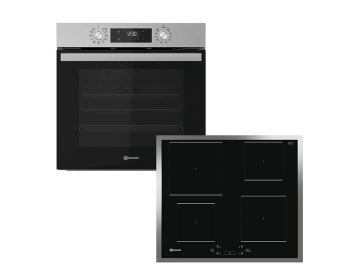 BAUKNECHT Backofen-Set BAKO 740 IND IN , Energieeffizienz: A+, schwarz (inox), Herdsets, Hydrolytische Reinigung – Reinigen ohne Chemie, Backofen-Set