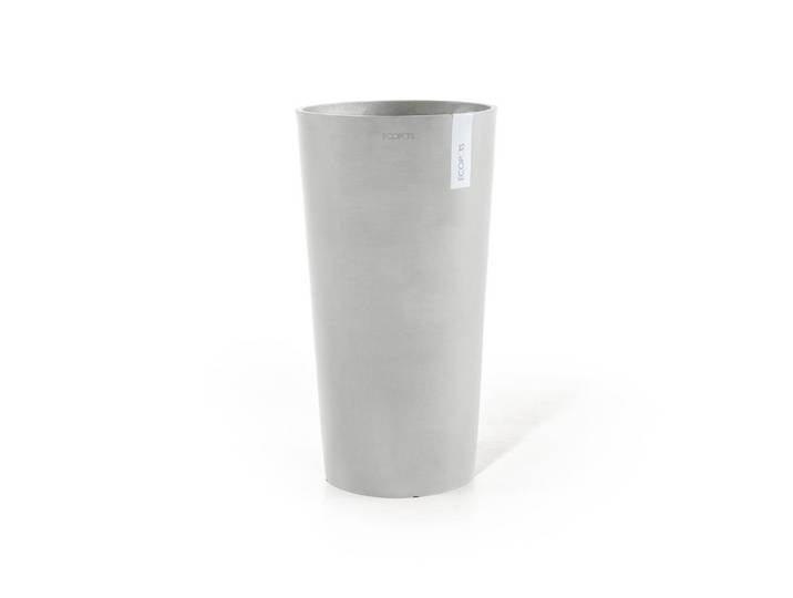 Ecopots Blumentopf Amsterdam Mid High 34/66 cm Hellgrau, Kunststoff, Beton Optik, Rund, 66 cm, Dekoration, Blumen & Blumentöpfe, Übertöpfe