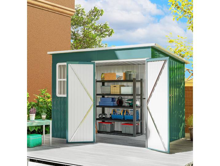 Outsunny Abri Métallique Jardin Vert 260x177x190cm avec Fenêtre