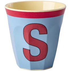 RICE Melamin Buchstabenbecher Vintage Medium, S Blau