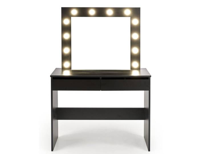 Coiffeuse noire avec tiroirs et éclairage led