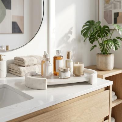 Sagebrook Home "Decorative Selenite Accent Tray - 15"", White - 14.75"""