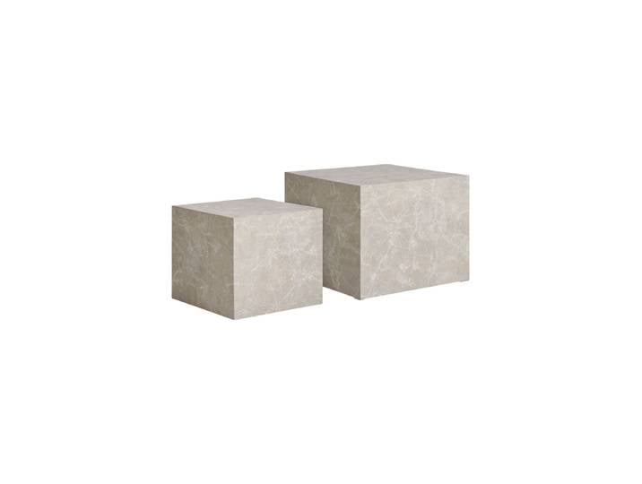 2-teiliges Design Couchtisch-Set „Prag“ Marmorlook Beige Nordic Living