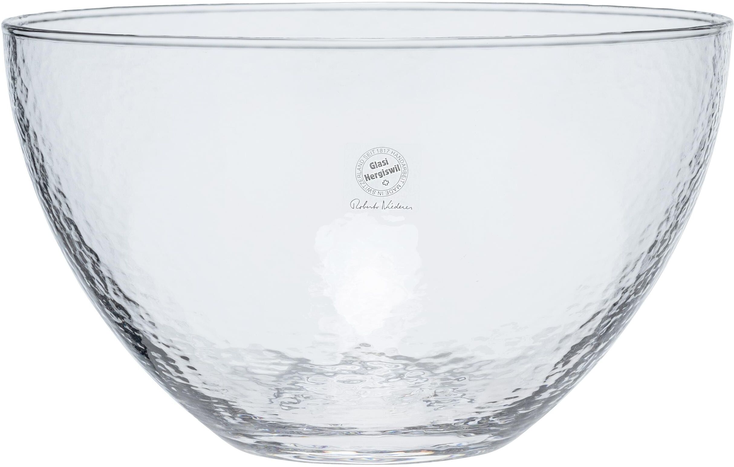 Salatschüssel GLASI HERGISWIL "Glasi Hergiswil Salatschüssel Insal", transparent, H:15,5cm Ø:26cm, Glas, Schüsseln, Salatschüssel transparent Ø 26cm