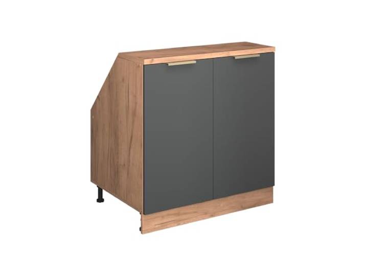 Vicco Dachschrägenschrank Rion, Anthrazit-Gold/Goldkraft Eiche Robuste Front · Tiefe 60 cm · Höhenverst. Füße · 2 Türen · Für verschiedene Dachneigungen