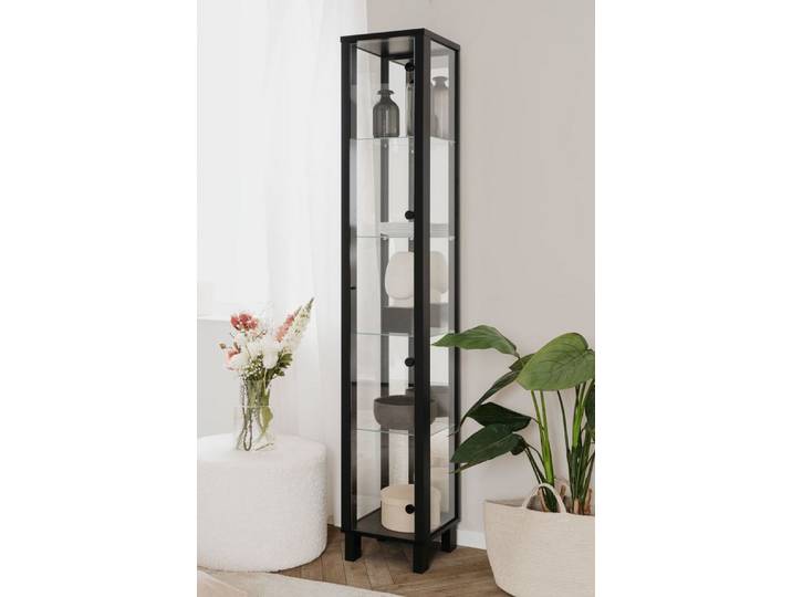möbelvita Vitrine Vitrine Alva 52A schwarz / Spiegel