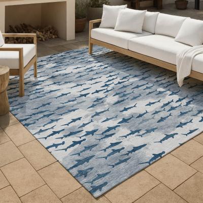 Addison Rugs Machine Washable Indoor/ Outdoor Modern Shark Chantille Rug