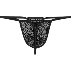 WOH Herren G-String - Personal Allure, Zebra, Spitze, durchsichtig Schwarz / XL