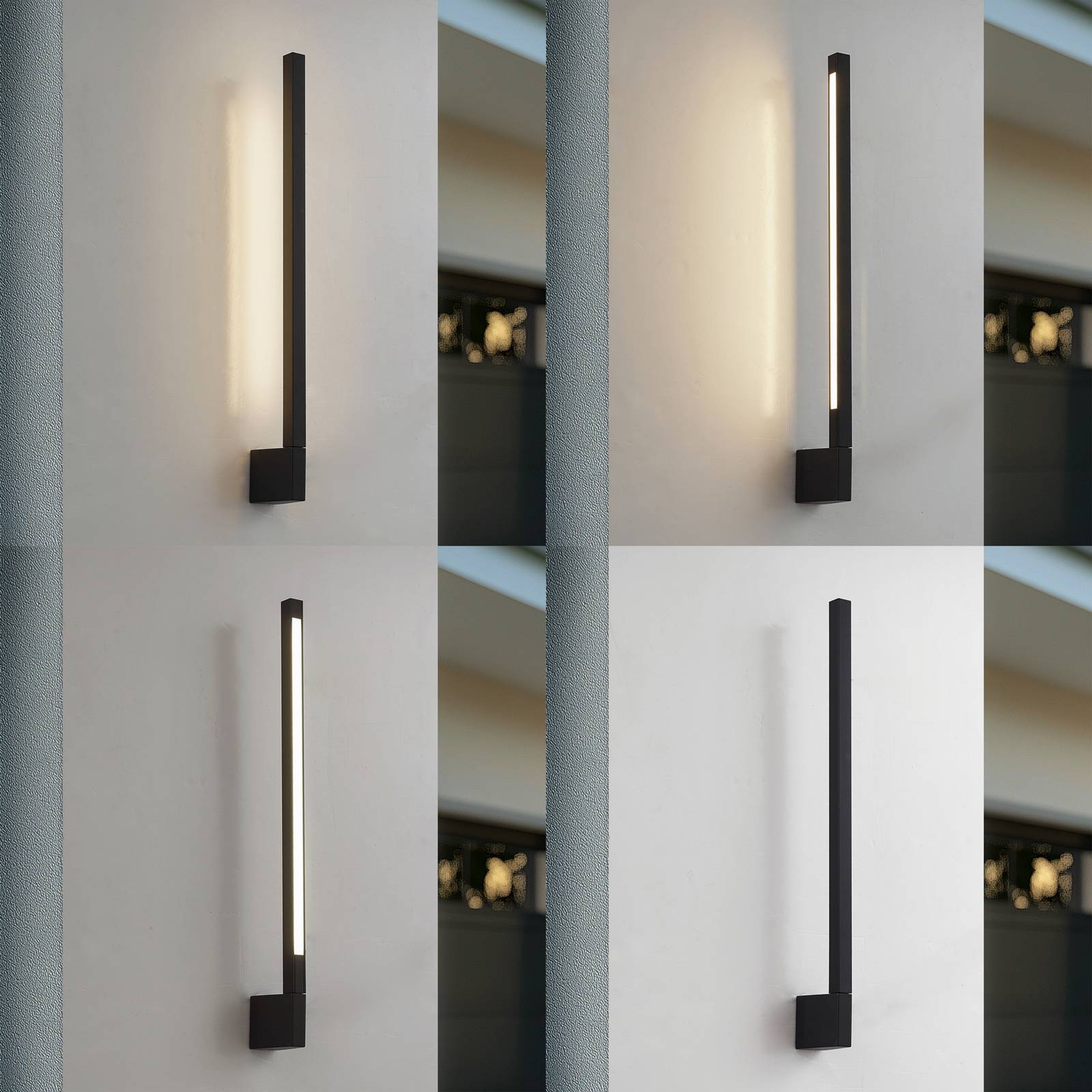 LED Outdoor Wall Light Neano Lindby, Black, Aluminium, Modern, Outdoor Wall Light