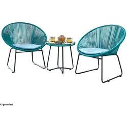 HTI-Living, Gartentisch + Balkontisch, Modernes Terrassenmöbel Set mit 2 Sesseln und Tisch (51 x 45 cm)