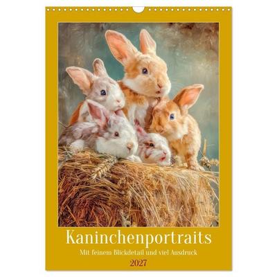 Kaninchenportraits - Mit feinem Blickdetail und viel Ausdruck (Wandkalender 2027 DIN A3 hoch), CALVENDO Monatskalender