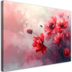WANDBILD, Rote zarte Blumen