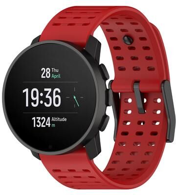 Everyday Crate Suunto 9 Peak Pro Vertical Race Silicone Watch Band 22mm Soft Replacement Watch Strap red