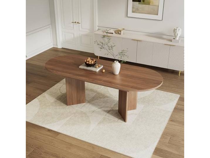 Ausziehbarer Esstisch 120/160 x 80 cm, geeignet für 4-6 Personen, mit abgerundeten Ecken, verdickte Tischplatte, ausziehbarer Esstisch im einfachen Stil (Nussbaum, 120/160 x 80 cm)