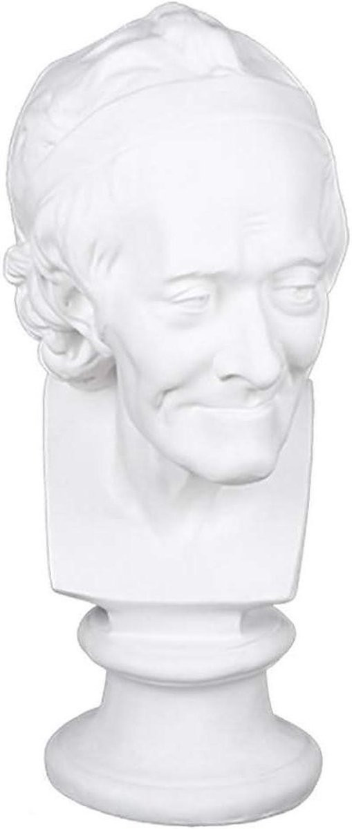 Handgemaakt Gips Buste Standbeeld Voltaire - Hars Beeldje voor Kunstenaars - Hoogte: 15-19 cm