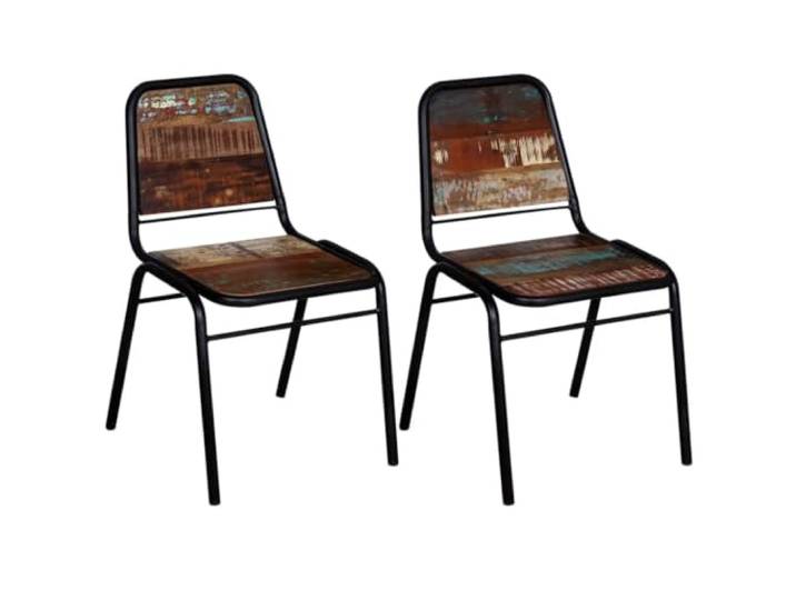 NKOPPFG Esszimmerstühle 2 STK. Altholz Massiv Holz Stahlgestell k-Stil, Vintage-Look, Retro-Design, handgefertigt, pulverbeschichtetes Stahlgestell, max. 110 kg pro Sitzplatz