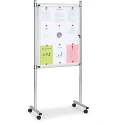 Interne Informationstafel auf Ständer, 720 x 980 mm, magnetisch, einseitig, mit Rollen