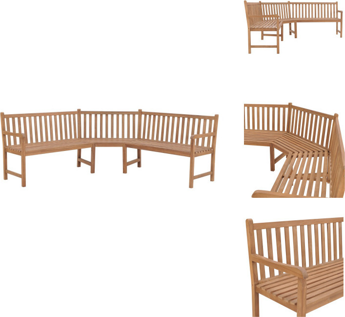 vidaXL Garten-Eckbank 185x185x90 cm Massivholz Teak - Gartenbänke