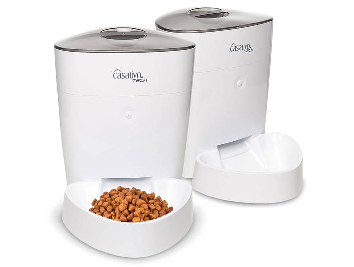 2er-Set Smarter Futterspender für Hunde & Katzen, 4l, Appsteuerung, weiss