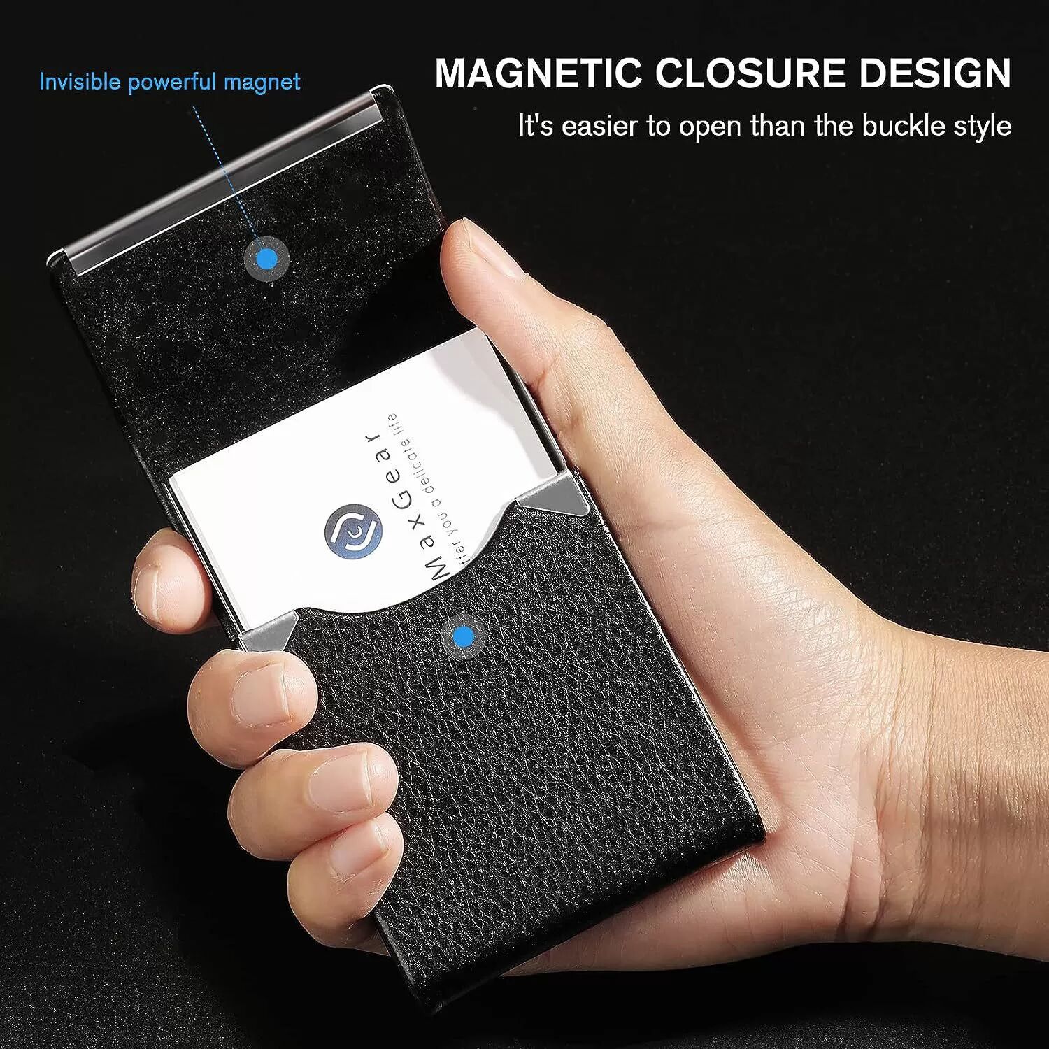 INF Porte-cartes de visite fonctionnel, étui porte-cartes avec fermoir magnétique