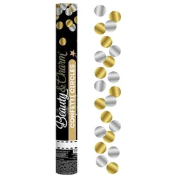 Konfettikanone gold silber Kreise 40 cm