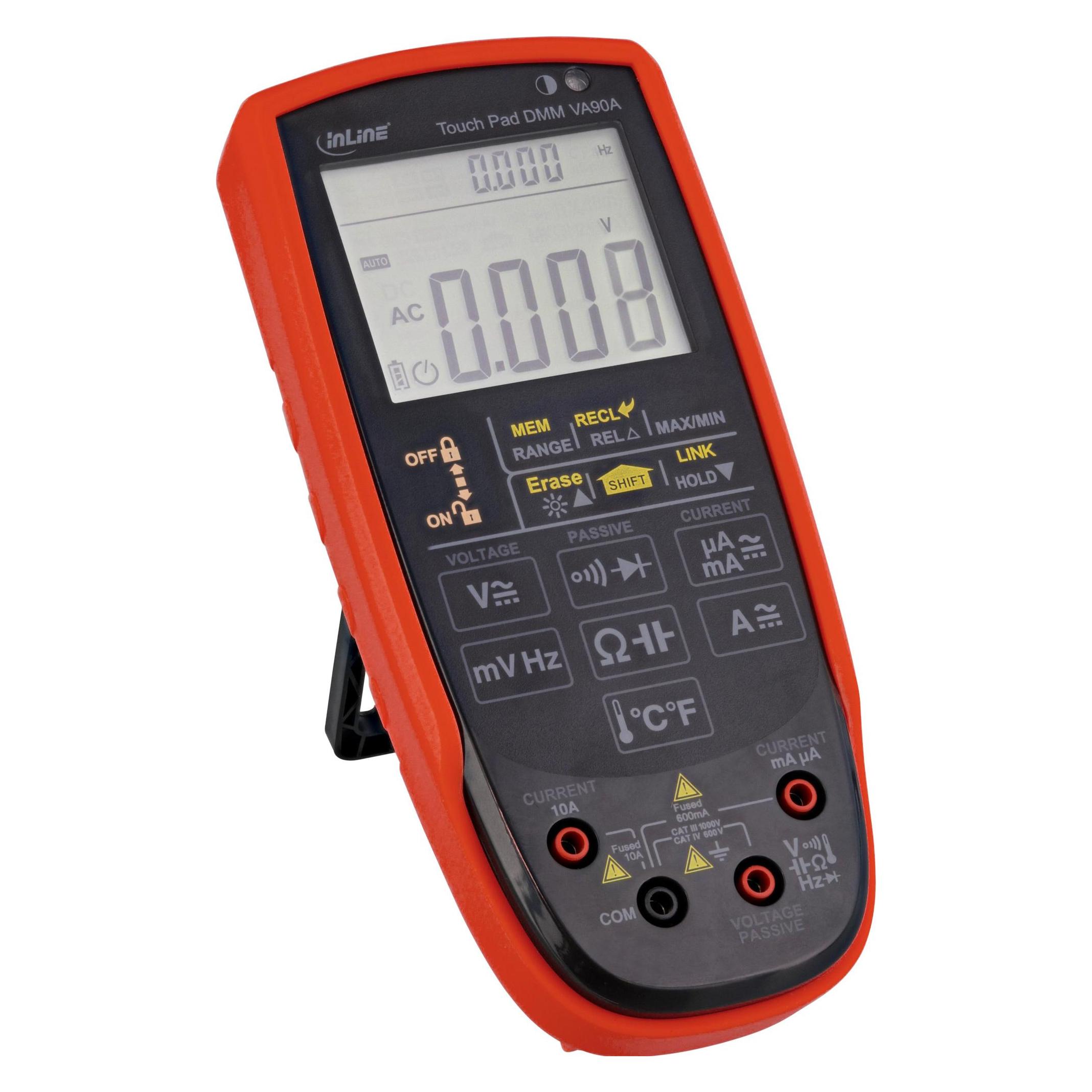 InLine Multimeter mit Touch-Pad und beleuchtetem Display (CAT III 1000V, CAT IV, Hand-Multimeter) (43127)
