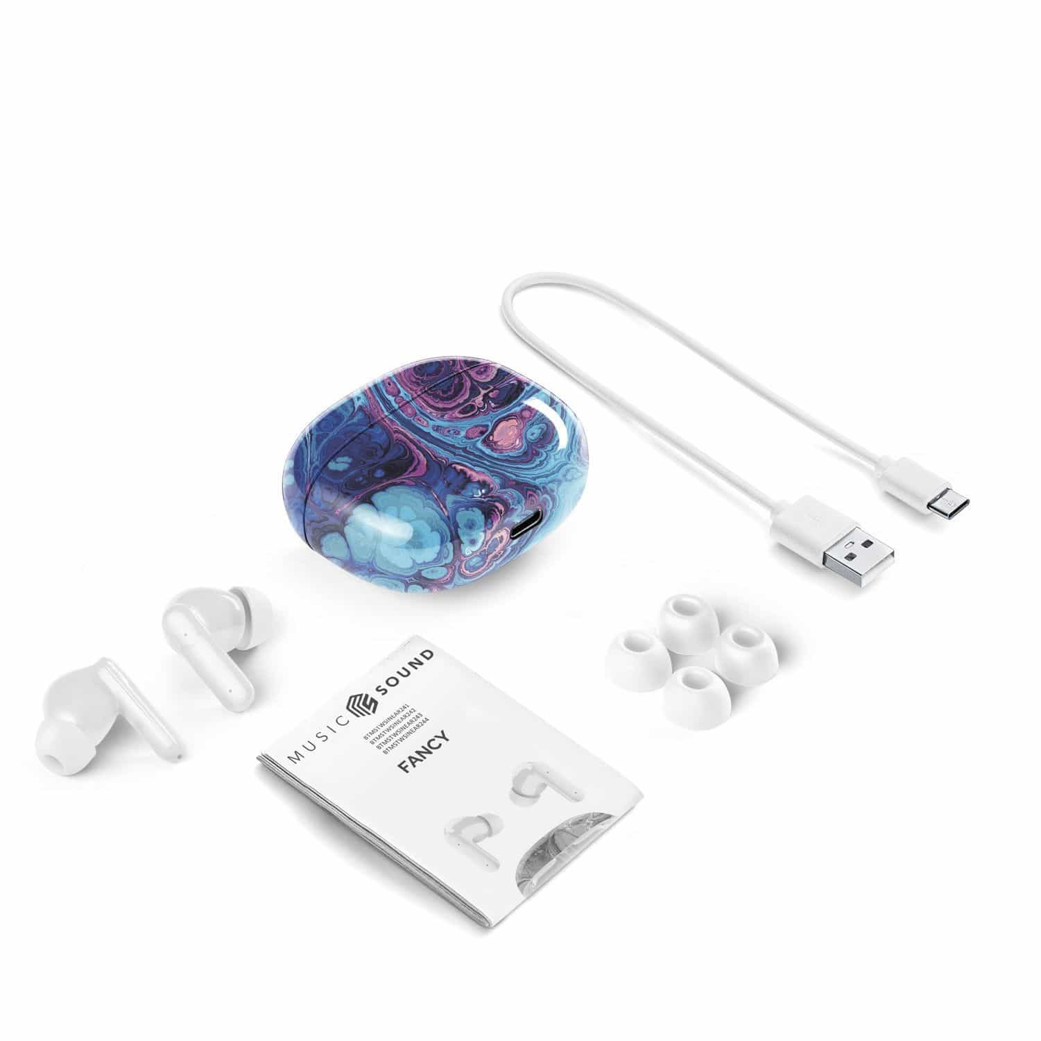 Music Sound Fancy In-Ear Bluetooth Kopfhörer Kabellos TWS 5 h Laufzeit (Hellblau) BTMSTWSINEAR241