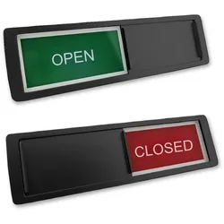 CombiCraft Schiebeschild "Open-Closed" in einem schwarzen Kunststoffschiebeprofil ca. 178x50mm