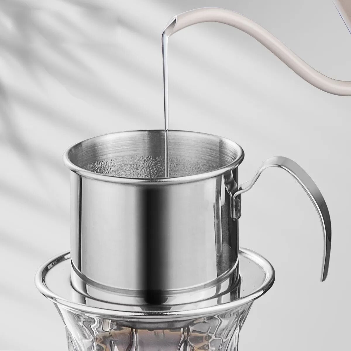INF Dripper pour café verseuse en acier inoxydable 304 avec plaque de distribution et filtre métallique - extraction homogène, Argent