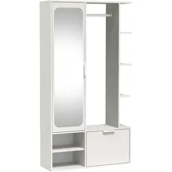 GARDEROBENSCHRANK Nemrut Weiß 100/189/33 cm – Modern, mit Spiegel und viel Stauraum