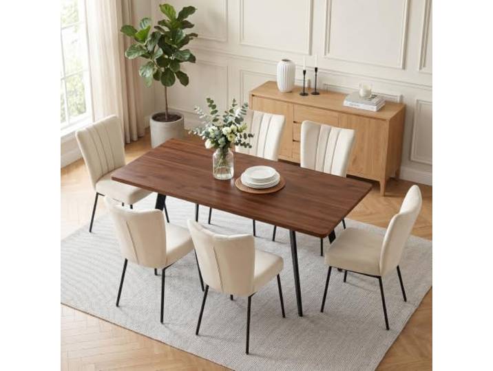 JIEXI Esstisch mit 6 Stühlen Set, 140-180CM, Esszimmer