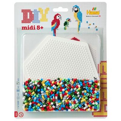 Hama 4220 - DIY Bügelperlen Midi 5+, Motiv Papageien, ca. 1100 Stück
