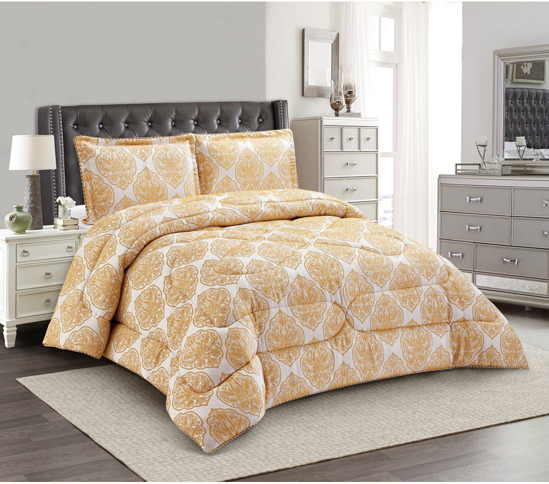icon bedding 3 Piece Bridal Jacquard Bedspread Comforter Bed Throw with Matching Pillow Shams Gold Floral Full Bedspread + 2 Standard Shams