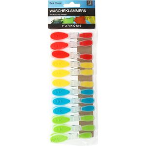 Böttcher-AG Wäscheklammern mit Softgrip, aus Kunststoff, farbig sortiert, 12 Stück