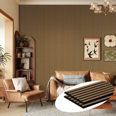 Yvanla 2Pcs Wood Slat Acoustic Wall Panels