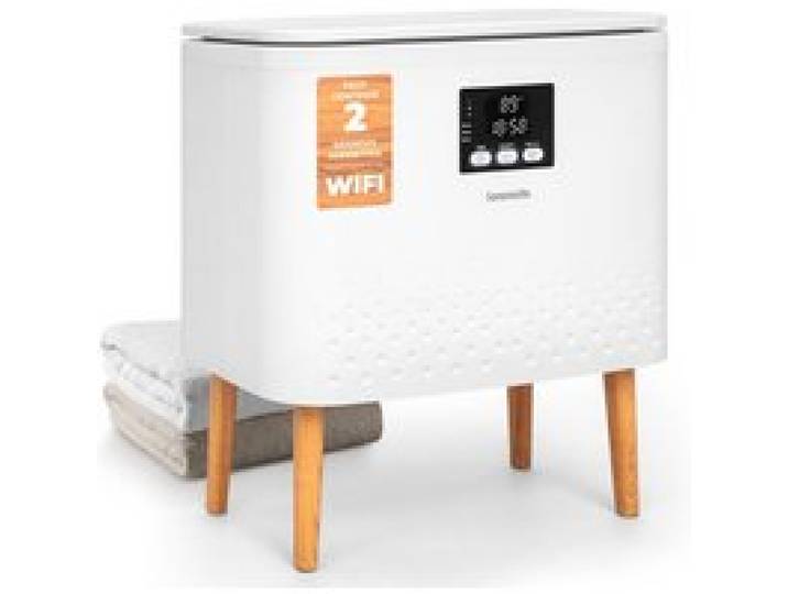 Chauffe-serviettes Rectangulaire - SereneLife - 20L - Arrêt Automatique - Minuterie - Aromathérapie - Naturel