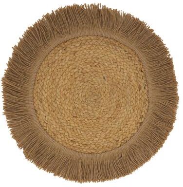 Saro Lifestyle "Fringe Design Jute Placemats (Set of 4) - 13""x13"""