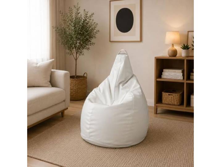 Talamo Italia - Pouf Abner, Mehrzwecksessel, Sitzsack, Hockerhocker, Made in Italy, 90x90 h120 cm, Weiß