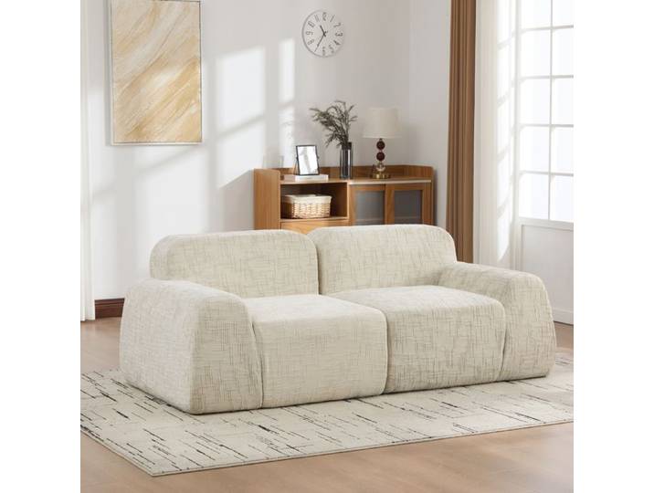 Canapé modulaire en tissu - Tissu chenille - Dimensions 90.5x198x73 cm - Confort matelas Boneless