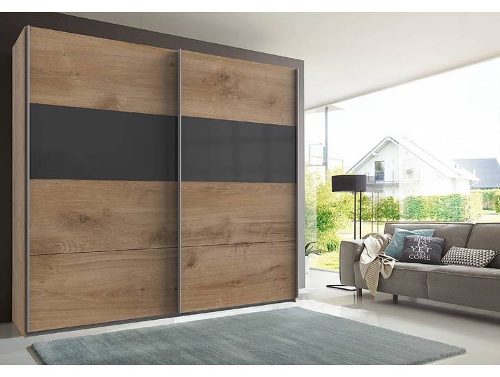 Schwebetürenschrank Bramfeld 2 225 x 208cm Braun/Eiche Dekor/Graphit
