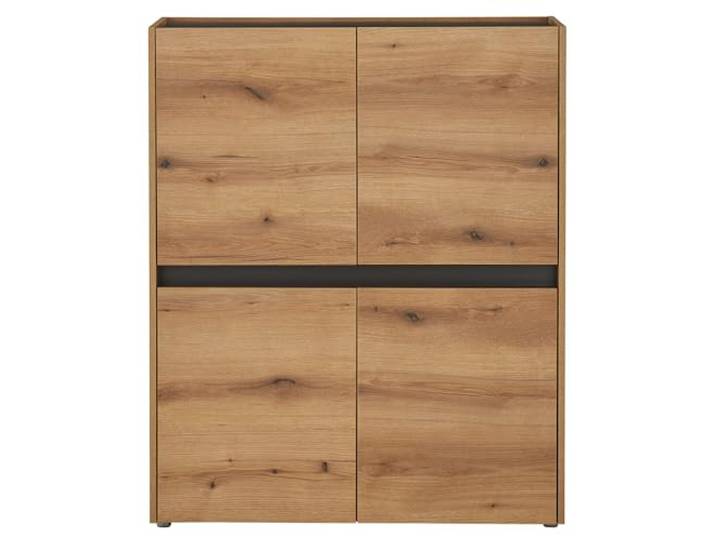Lomadox Wohnzimmer Esszimmer Anrichte Schrank Highboard 122cm in Eiche mit Anthrazit, mit 4 Türen