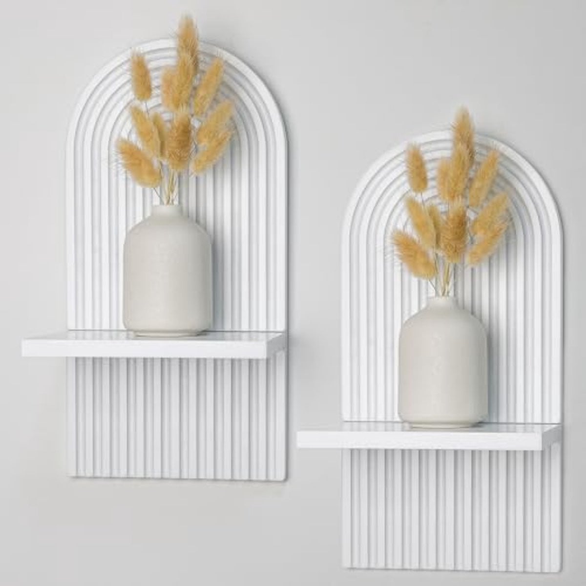 Set van 2 Boheemse Zwevende Wandrekken van Hout