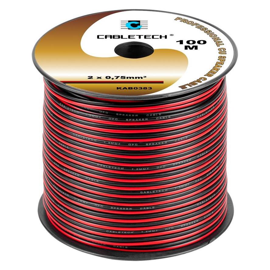 Cabletech 0,75 mm schwarzes und rotes Lautsprecherkabel (0.12 m, 0.75 mm²) (KAB0383)