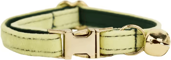 Inspire Picks Personalized Velvet Cat Collar With Engraved Name & Bow Bell emerald Green