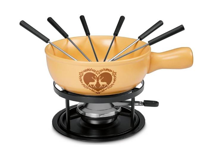 Käsefondue-Set Herz mit Hirsch 9-teilig