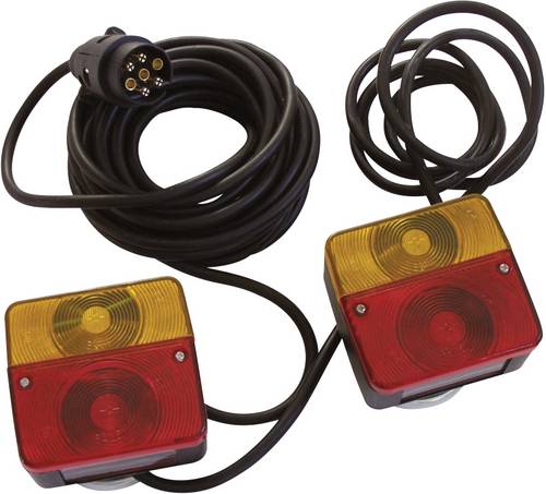 HP Autozubehör Anhänger-Beleuchtungsset 7-polig Blinker, Bremslicht, Markierungsleuchte hinten 12V inkl. Leuchtenträger, inkl